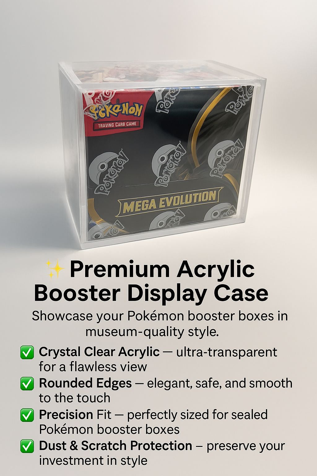 Premium Acrylic pokémon Booster Box Display Case TCG